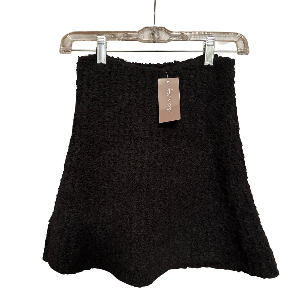 J Jill Black Textured Boucle A Line Skirt One Size Made in Italy